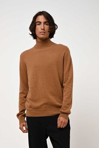 Pull Bange 100% cachemire - Col montant - Noisette