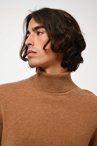 Pull Bange 100% cachemire - Col montant - Noisette