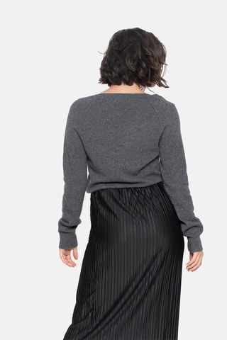 Pull Giusalet 100% cachemire, 2 fils - Col en V - Anthracite chiné