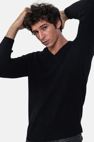 Pull Victor 100% cachemire, 4 fils - Col en V - Noir, 268 g