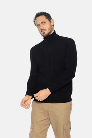 Pull Bange 100% cachemire, 2 fils - Col montant - Noir