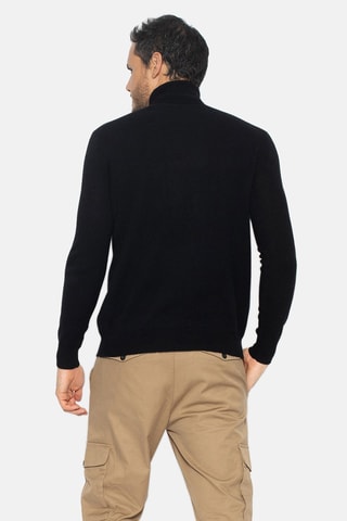 Pull Bange 100% cachemire, 2 fils - Col montant - Noir