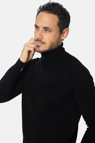 Pull Bange 100% cachemire, 2 fils - Col montant - Noir