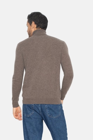 Pull Bange 100% cachemire, 2 fils - Col montant - Taupe chiné