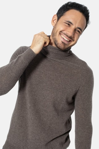 Pull Bange 100% cachemire, 2 fils - Col montant - Taupe chiné