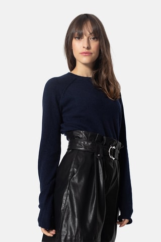 Pull Etret 100% cachemire, 2 fils - Col rond - Bleu marine