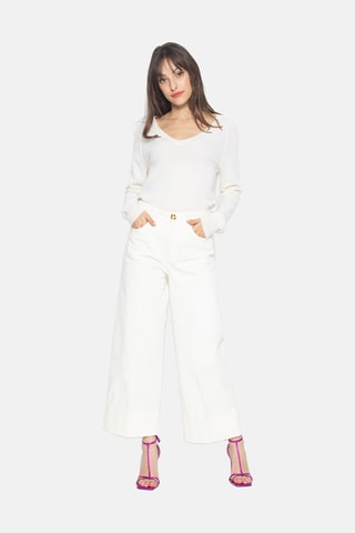 Pull Giusalet 100% cachemire, 2 fils - Col en V - Ivoire