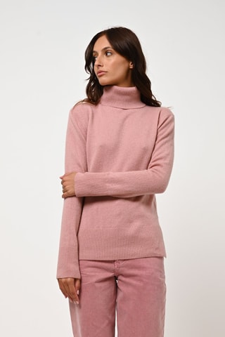 Pull Fornet 100% cachemire - Col montant - Bois de rose