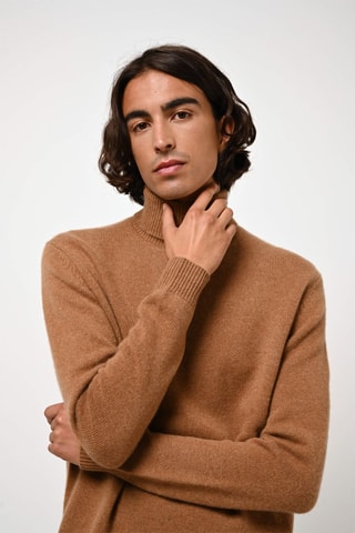 Pull Martin 100% cachemire, 4 fils - Col montant - Noisette, 340 g