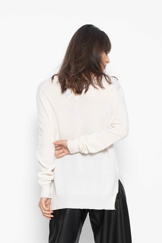 Pull Giegn 100% cachemire, 2 fils - Col en V - Ivoire