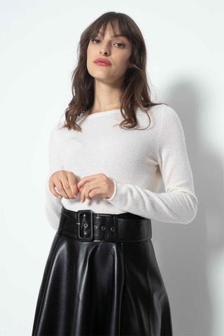 Pull Criou 100% cachemire, 2 fils - Encolure bateau - Ivoire