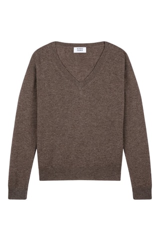 Pull Gardoria 100% cachemire, 2 fils - Col en V - Taupe chiné