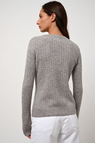 Pull Bella 100% cachemire, 2 fils - Col rond - Gris chiné