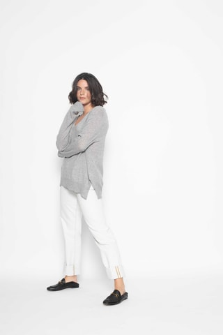 Pull Giegn 100% cachemire, 2 fils - Col en V - Gris chiné