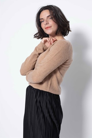 Pull Epéna 100% cachemire, 2 fils - Encolure bateau - Camel chiné