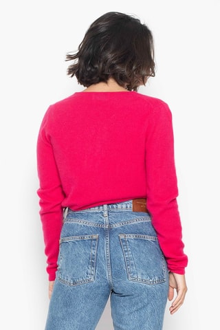 Pull Galise 100% cachemire, 2 fils - Col en V - Fuchsia