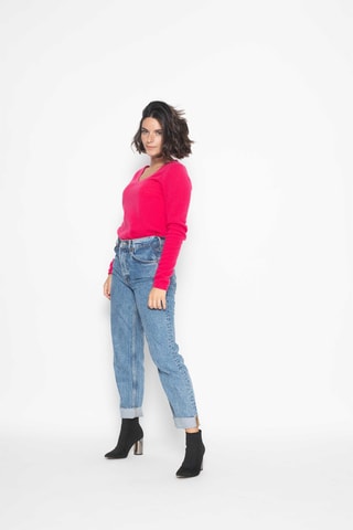 Pull Galise 100% cachemire, 2 fils - Col en V - Fuchsia