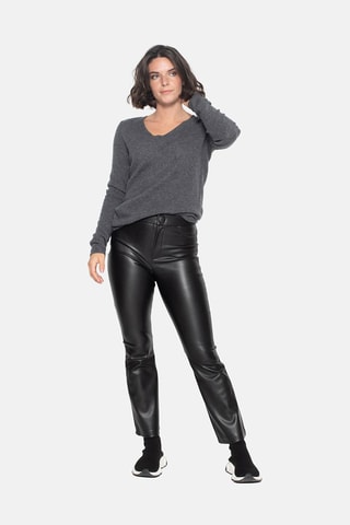 Pull Galise 100% cachemire, 2 fils - Col en V - Anthracite chiné