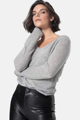 Pull Galise 100% cachemire, 2 fils - Col en V - Gris chiné