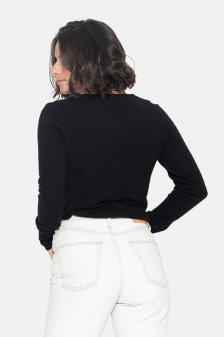 Pull Epéna 100% cachemire, 2 fils - Encolure en U - Noir