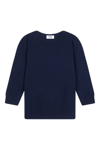 Pull Estaris 100% cachemire, 2 fils - Col rond - Bleu marine