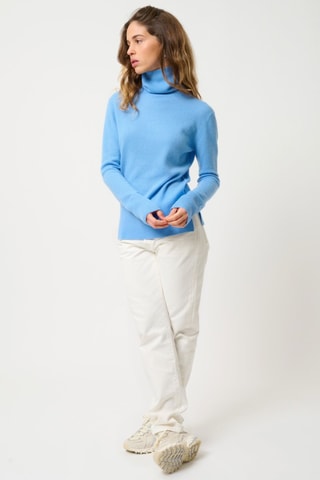 Pull Fornet 100% cachemire, 2 fils - Col montant - Bleu