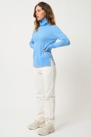 Pull Fornet 100% cachemire, 2 fils - Col montant - Bleu