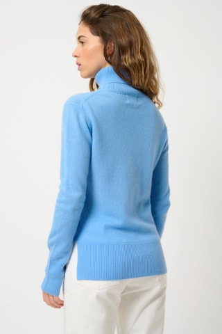 Pull Fornet 100% cachemire, 2 fils - Col montant - Bleu