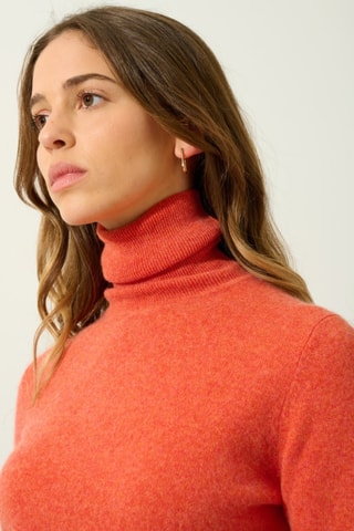 Pull Bise 100% cachemire, 2 fils - Col montant - Orange 