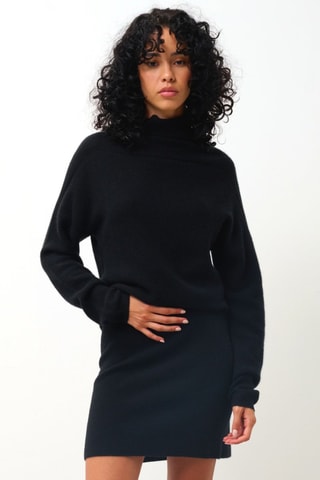 Pull Collin 100% cachemire, 2 fils - Col montant - Noir