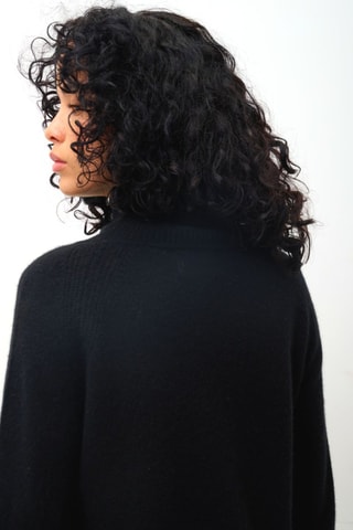 Pull Dolce 100% cachemire, 2 fils - Col montant - Noir