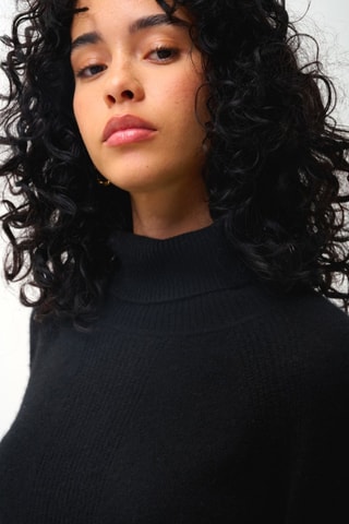 Pull Dolce 100% cachemire, 2 fils - Col montant - Noir