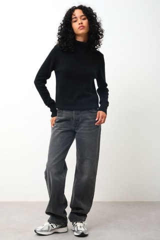 Pull Dolce 100% cachemire, 2 fils - Col montant - Noir