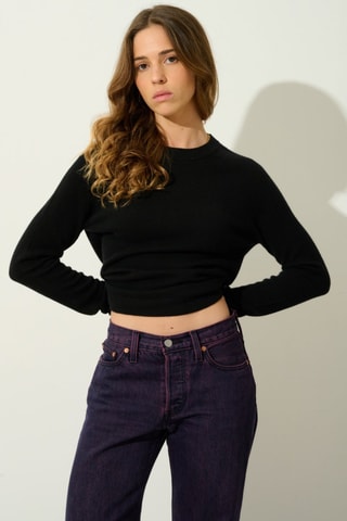 Pull Ecrin 100% cachemire, 2 fils - Col rond - Noir