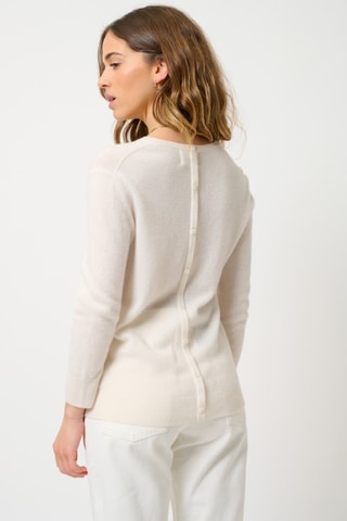 Pull Estaris 100% cachemire, 2 fils - Col rond - Blanc