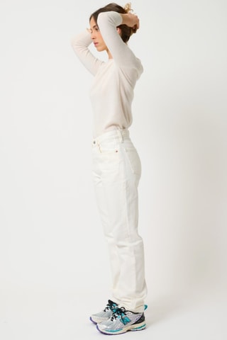 Pull Estaris 100% cachemire, 2 fils - Col rond - Blanc