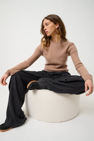 Pull Bella 100% cachemire, 2 fils - Col rond - Beige