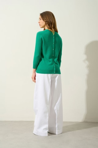 Pull Estaris 100% cachemire, 2 fils - Col rond - Vert