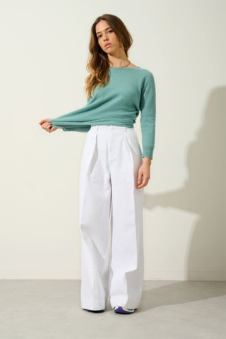 Pull Goléon 100% cachemire, 2 fils - Col bateau - Vert