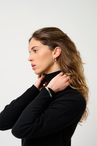 Pull Eileen 100% cachemire, 2 fils - Col montant - Noir