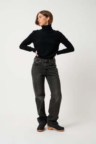 Pull Eileen 100% cachemire, 2 fils - Col montant - Noir