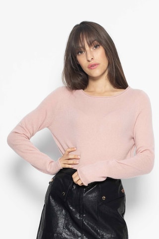 Pull Criou 100% cachemire, 2 fils - Encolure bateau - Rose