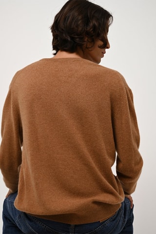 Pull Agel 100% cachemire, 2 fils - Col en V - Noisette