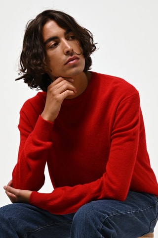 Pull Aiglière 100% cachemire, 2 fils - Col rond - Rouge