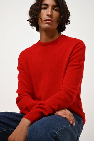 Pull Aiglière 100% cachemire, 2 fils - Col rond - Rouge