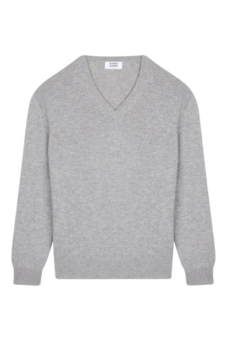 Pull Victor 100% cachemire, 4 fils - Col en V - Gris chiné, 268 g