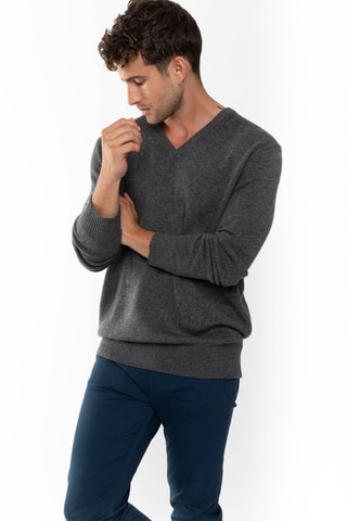 Pull Victor 100% cachemire, 4 fils - Col en V - Anthracite chiné, 268 g
