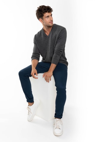 Pull Victor 100% cachemire, 4 fils - Col en V - Anthracite chiné, 268 g