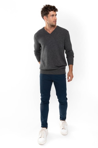 Pull Victor 100% cachemire, 4 fils - Col en V - Anthracite chiné, 268 g