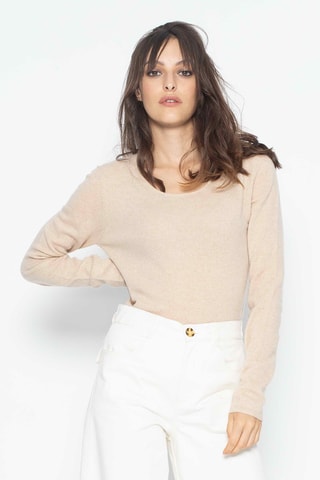 Pull Epéna 100% cachemire, 2 fils - Encolure en U - Beige